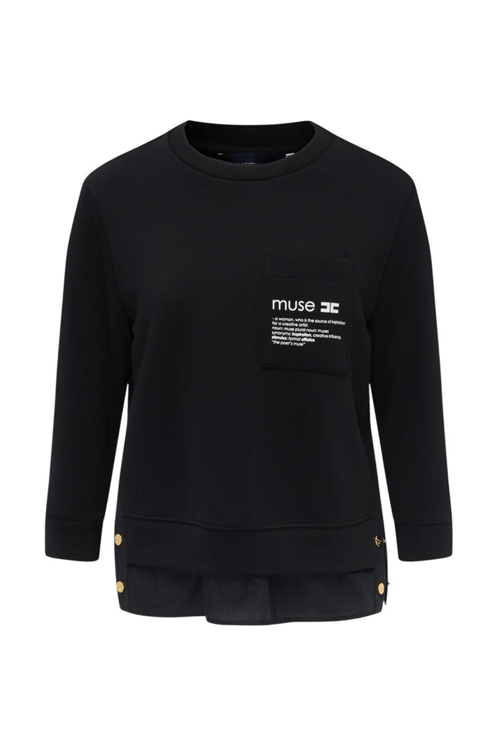 Maglia in felpa con dettagli in popeline<BR/> MD006 56E2110 Elisabetta Franchi 