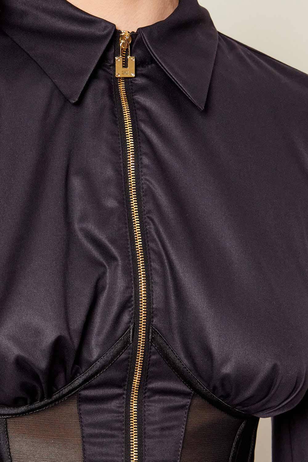 Camicia Crop Elisabetta Franchi con Bustier Trasparente e Zip Frontale CA140 61E2110 Elisabetta Franchi 