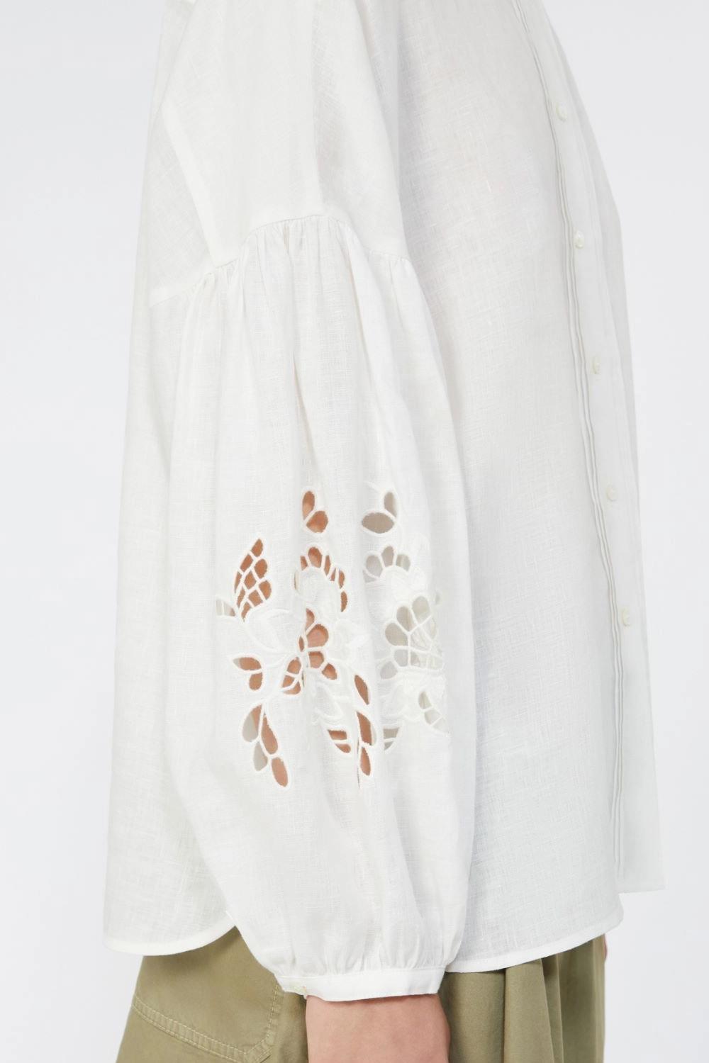 Camicia alla coreana in tela di lino WKDESTRO 001BIANCO Max Mara Weekend 
