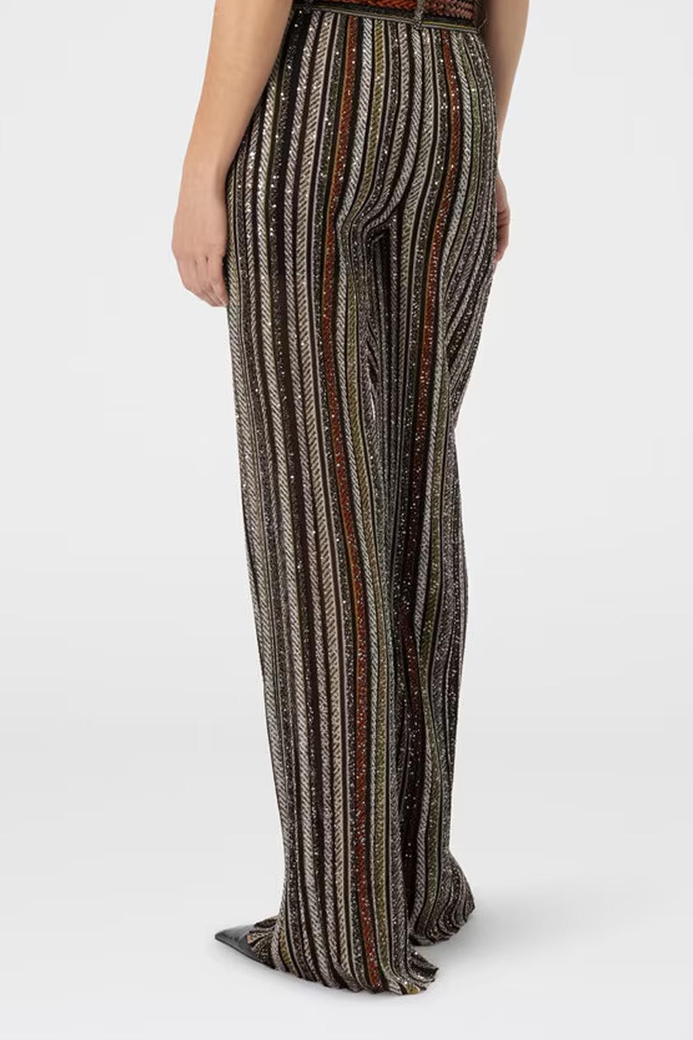 Pantalone lungo in maglia a righe spigata<BR/> DS25WI09 BK01C3SM9T5 Missoni 