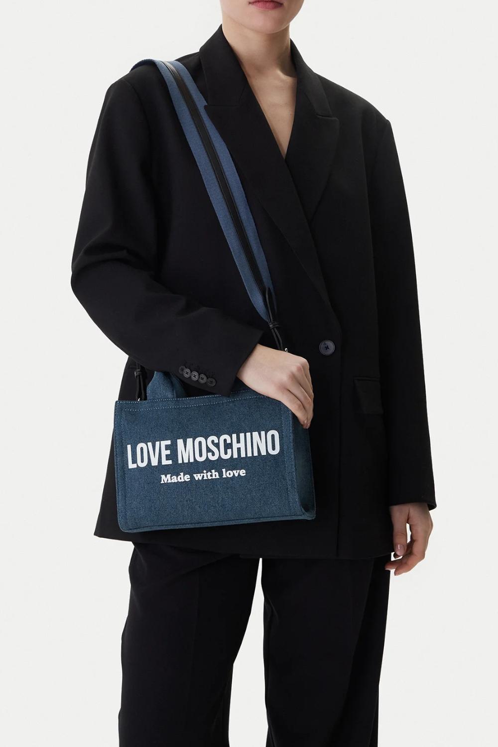 Borsa bauletto Love Moschino denim con logo e stampa Made with love JC4055PP1O LG170A Love Moschino 