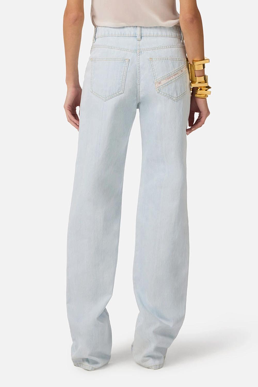 Jeans a palazzo con dettagli in organza PJ32N 62E2FF6 Elisabetta Franchi 