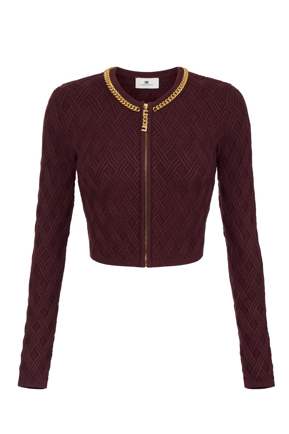 Cardigan in maglia a rombi con dettaglio gioiello MK29B 56E2EA4 Elisabetta Franchi 