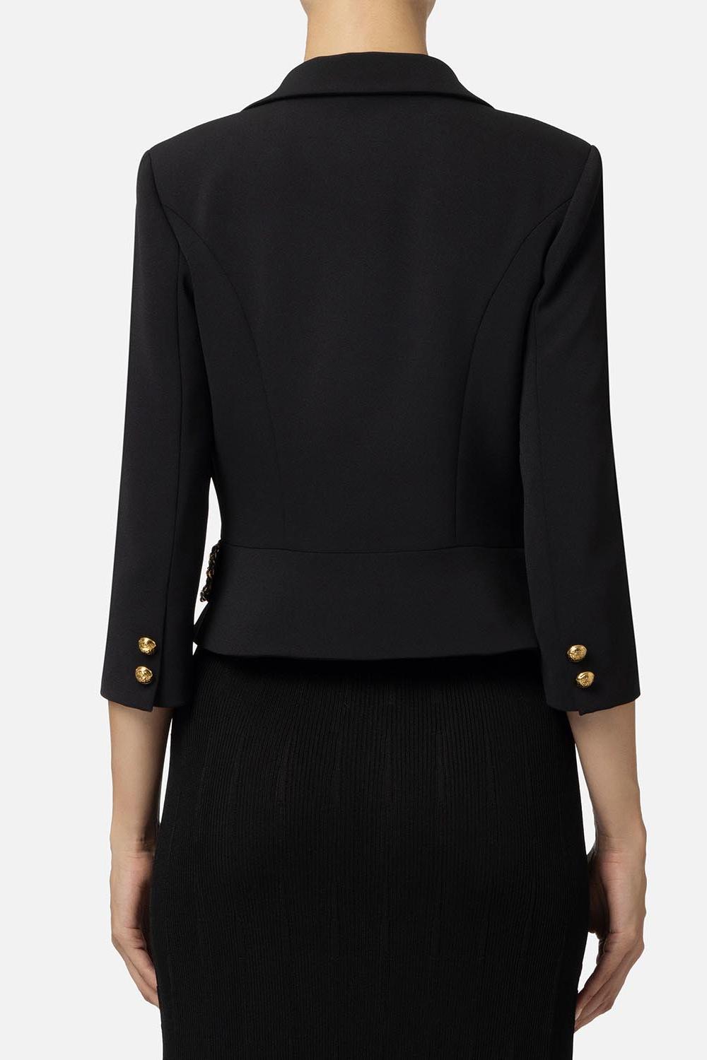 Giacca cropped in crêpe stretch con catena<BR/> GIT85 46E2110 Elisabetta Franchi 