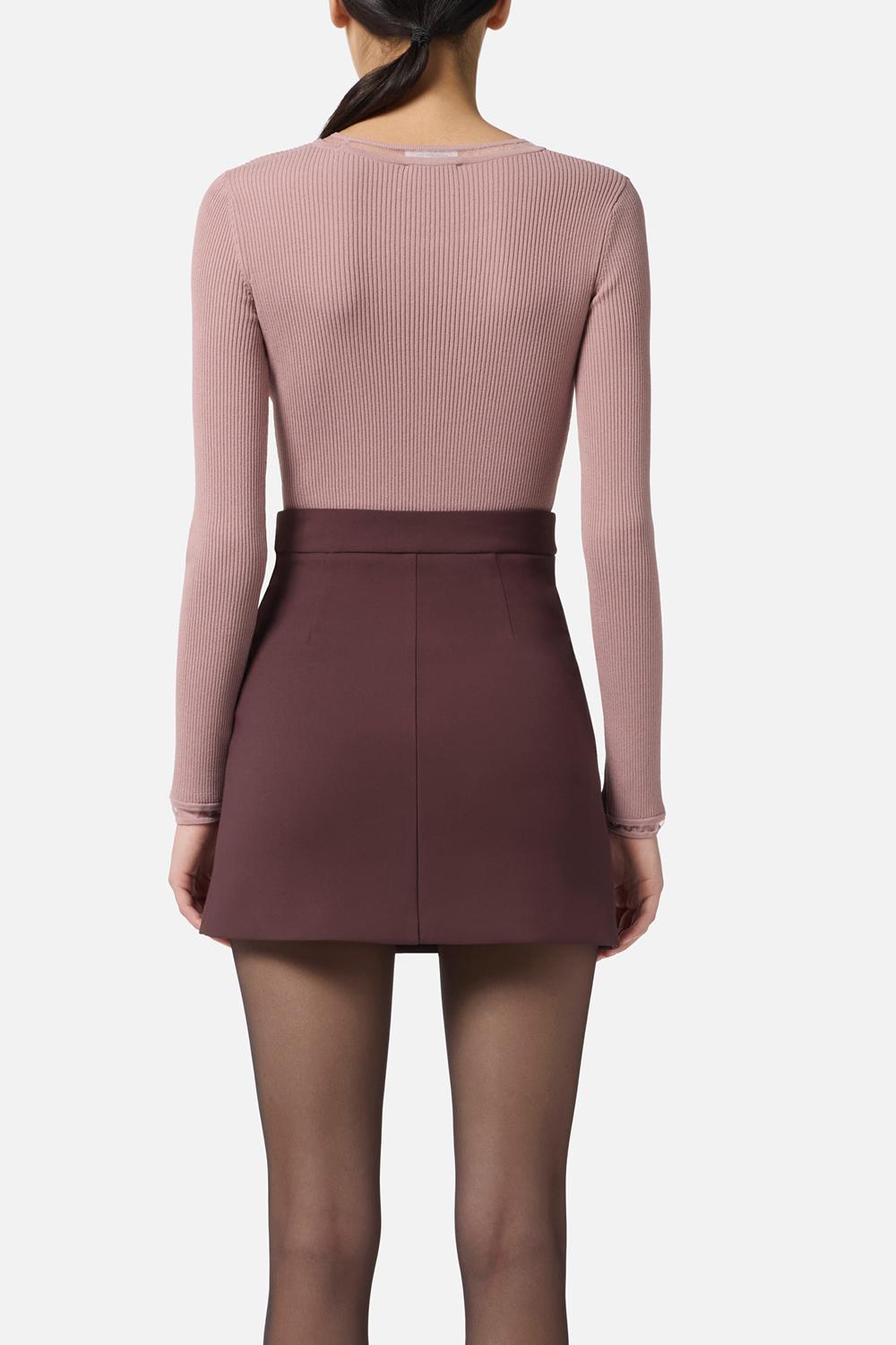 Maglia a costine con logo gioiello<BR/> MK13B 56E2EA6 Elisabetta Franchi 