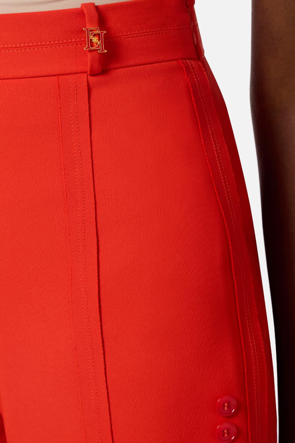 Shorts Elisabetta Franchi in Crêpe con Cuciture a Vista e Logo Dorato<BR/> SH007 61E2H85 Elisabetta Franchi 