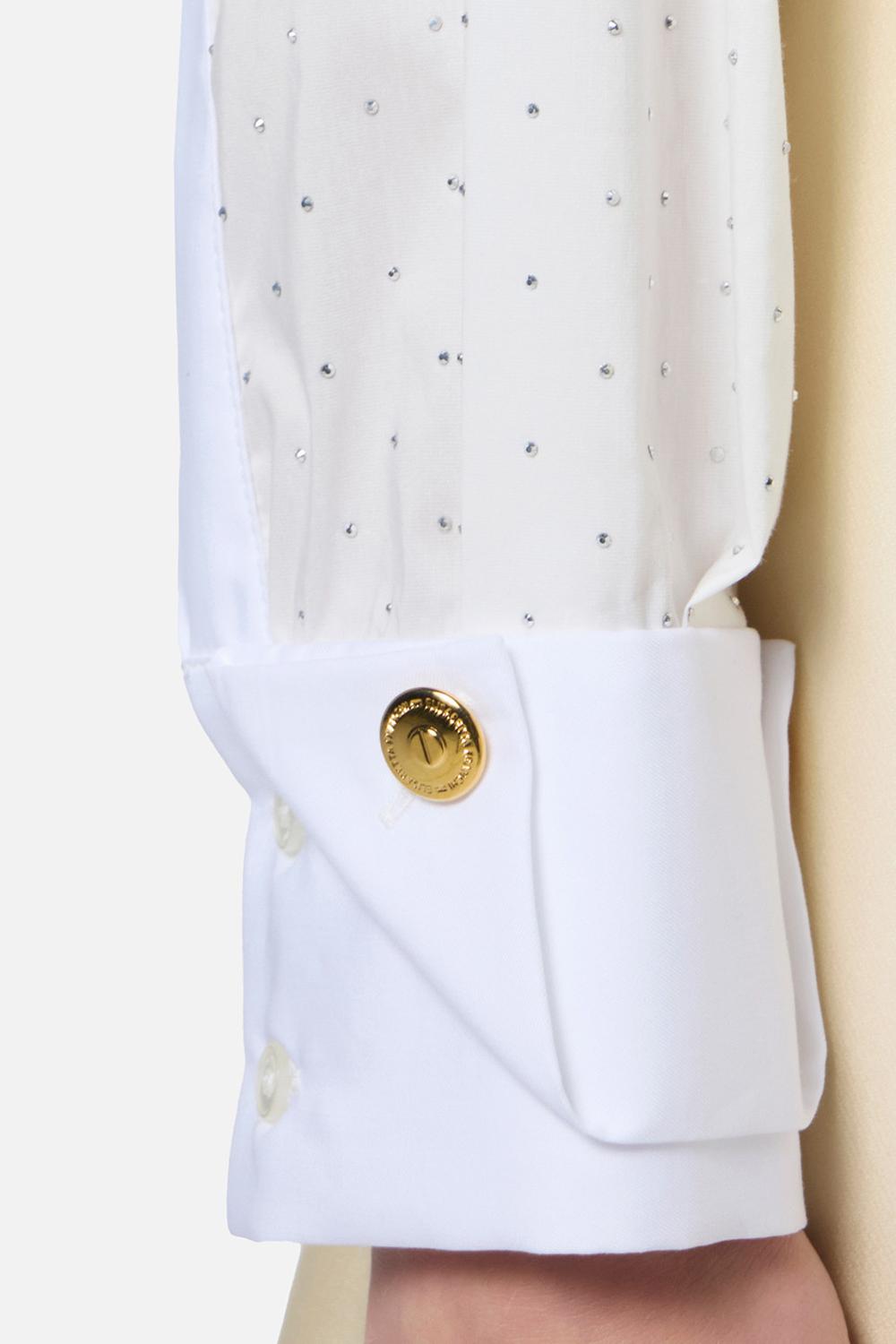 Camicia over in popeline con strass<BR/> CA004 51E2100 Elisabetta Franchi 