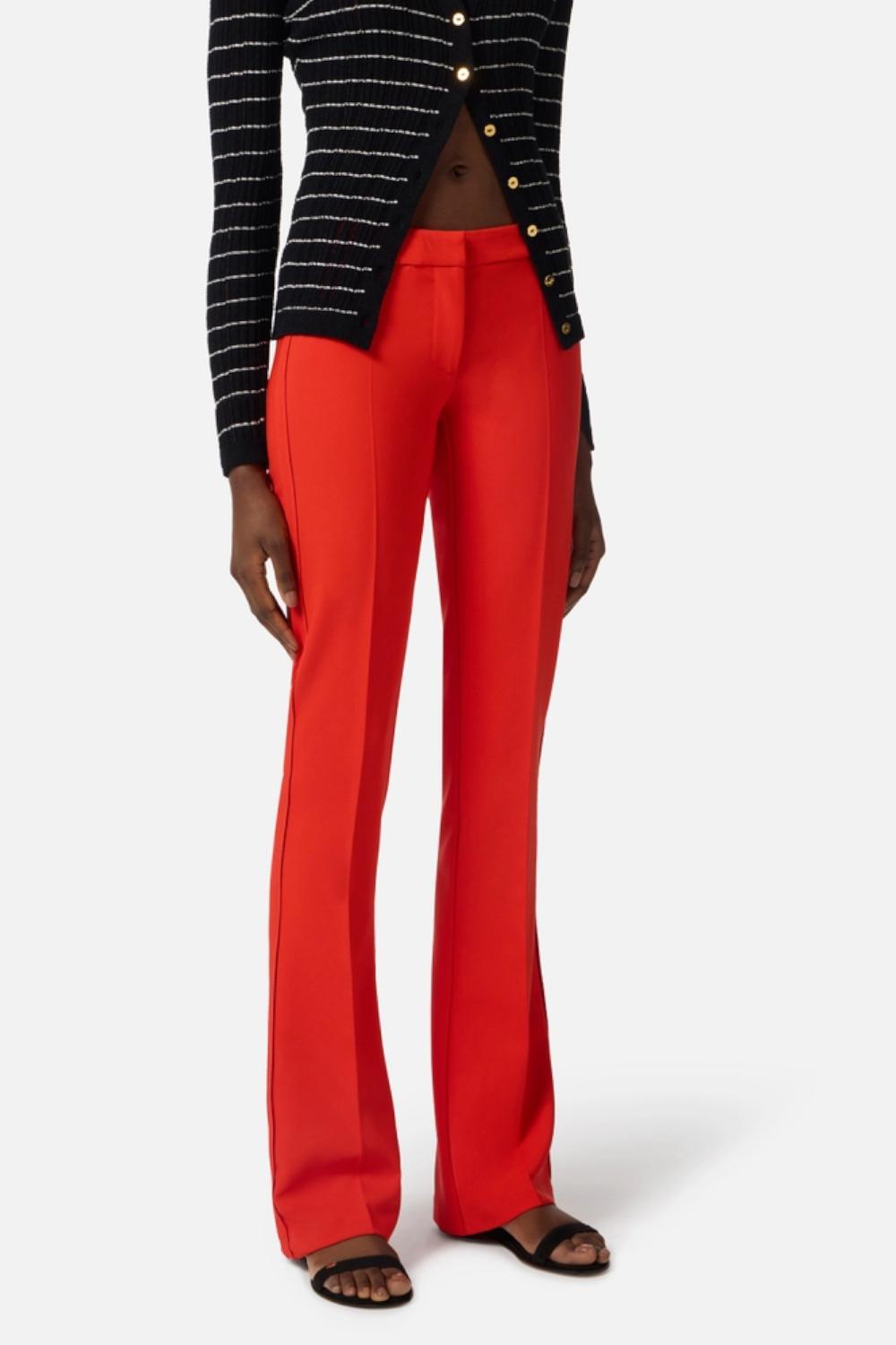 Pantaloni Elisabetta Franchi in Crêpe con Cuciture a Vista e Logo<BR/> PA165 61E2H85 Elisabetta Franchi 