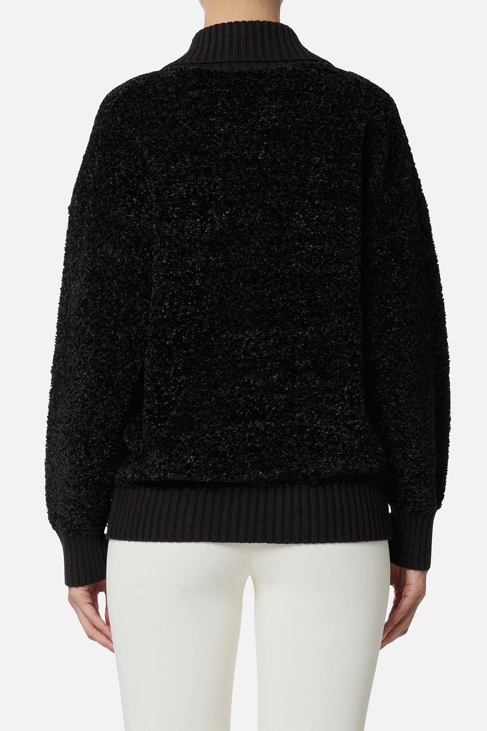 Cardigan in ciniglia bouclé con bottoni gioiello<BR/> MK44S 57E2110 Elisabetta Franchi 