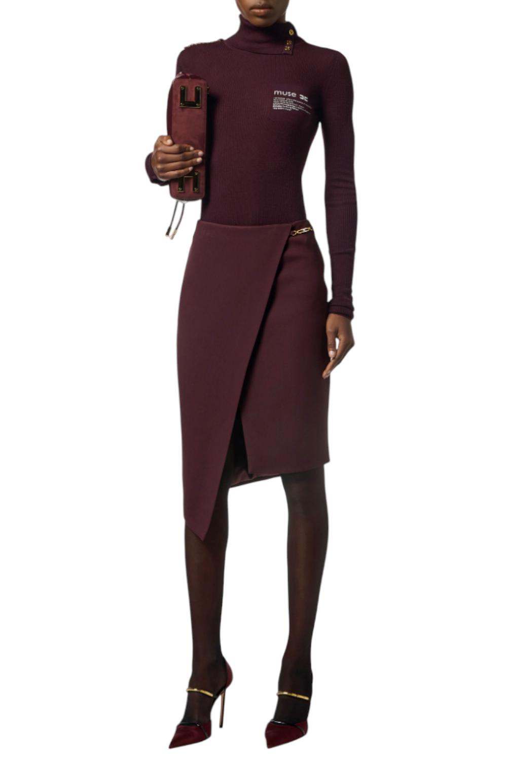 Gonna in crêpe con dettaglio gioiello<BR/> GO135 56E2EA4 Elisabetta Franchi 