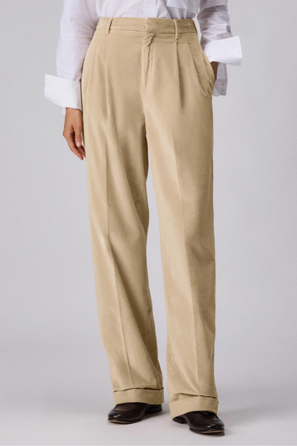 Pantaloni in Velluto Liscio Misto Cotone e Modal a Gamba Dritta con Vita Alta PED5480 99012364802 Peuterey 