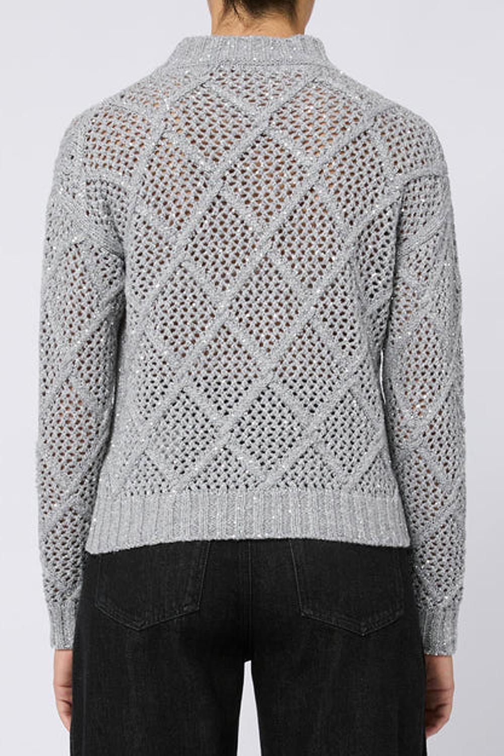 Maglia boxy in lana e cachemire con paillette ELLADE 002GRIGIO CHIARO Max Mara Studio 