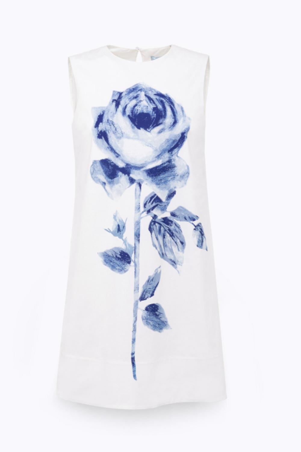 ABITO CORTO IN POPELINE CON ROSA<BR/> RA5040 T2993M9076 Blugirl 