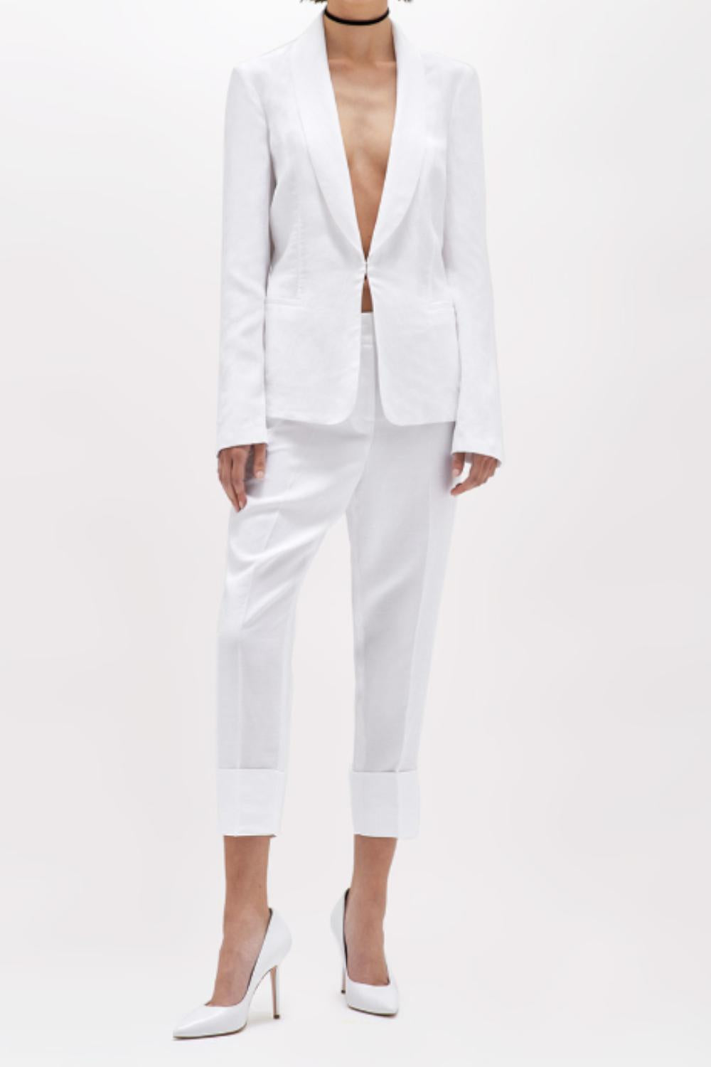 PANTALONI A SIGARETTA IN MISTO LINO<BR/> RA5160 T882314300 Blugirl 