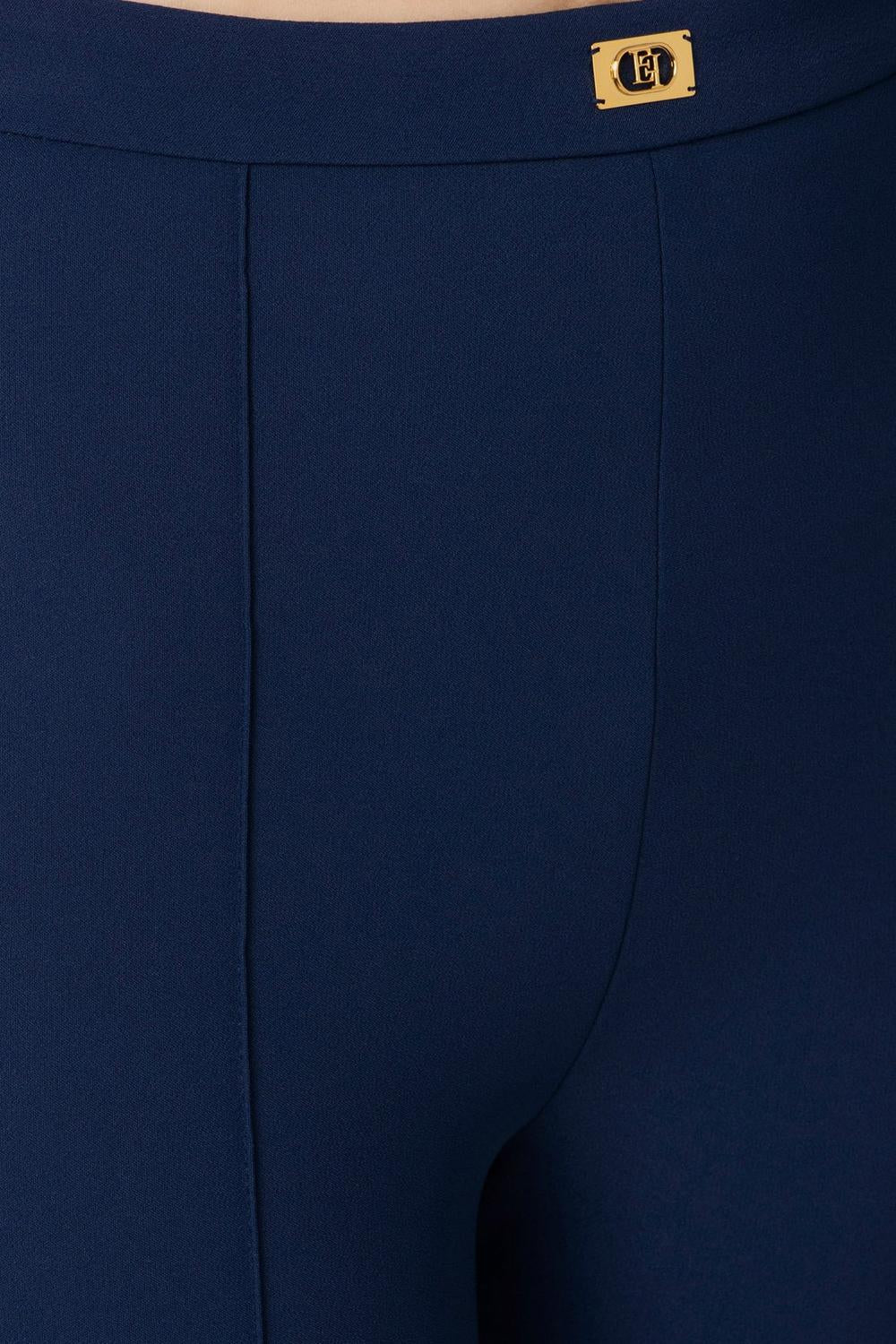 Pantaloni a zampa in crêpe con placca logo<BR/> PA079 51E2DC8 Elisabetta Franchi 
