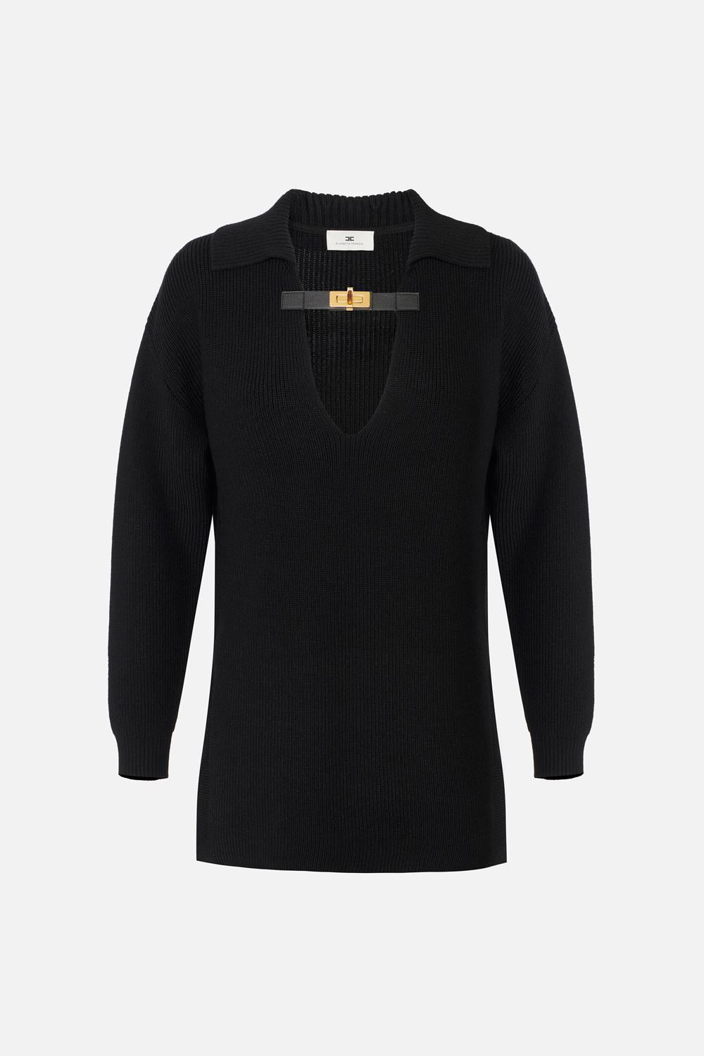 Maglia in misto lana con cinturino gioiello<BR/> MK06S 56E2110 Elisabetta Franchi 