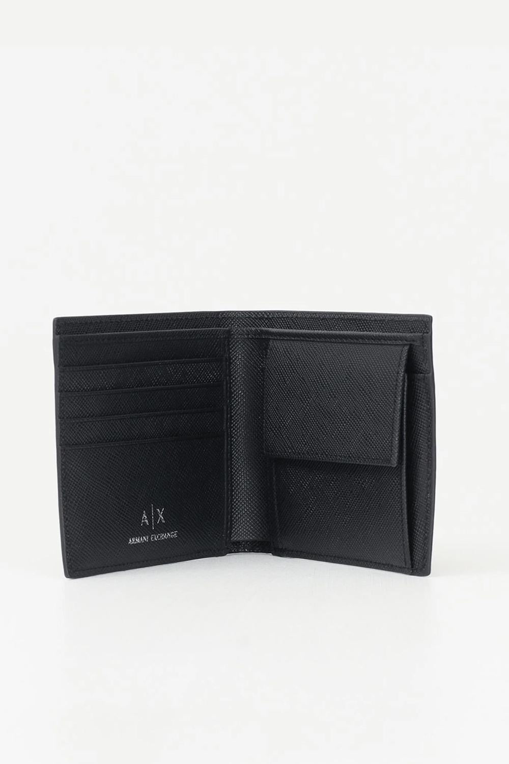 Portafoglio nero da uomo con logo XM000167 AF12702UC001 Armani Exchange 