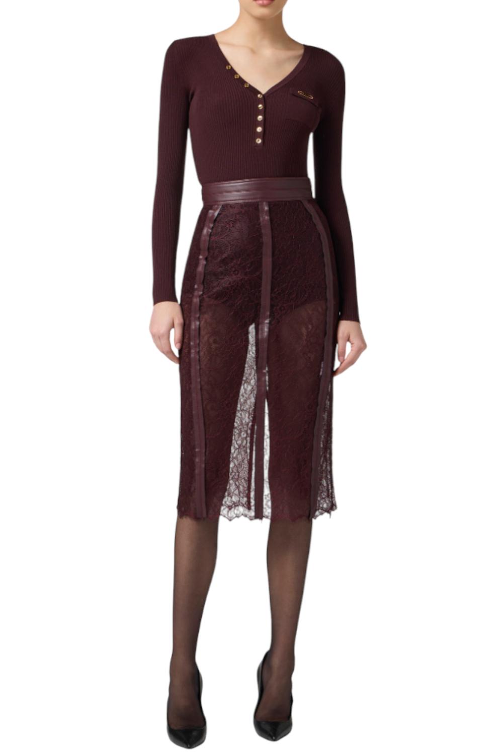 Maglia a costine con taschino<BR/> MK12B 56E2EA4 Elisabetta Franchi 