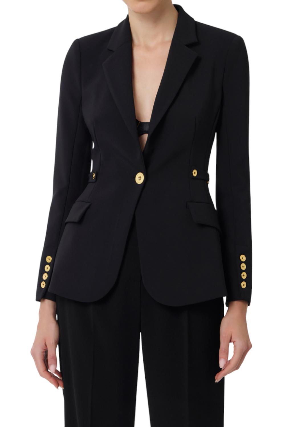 Giacca in crêpe leggero con dettagli gioiello<BR/> GI175 56E2110 Elisabetta Franchi 