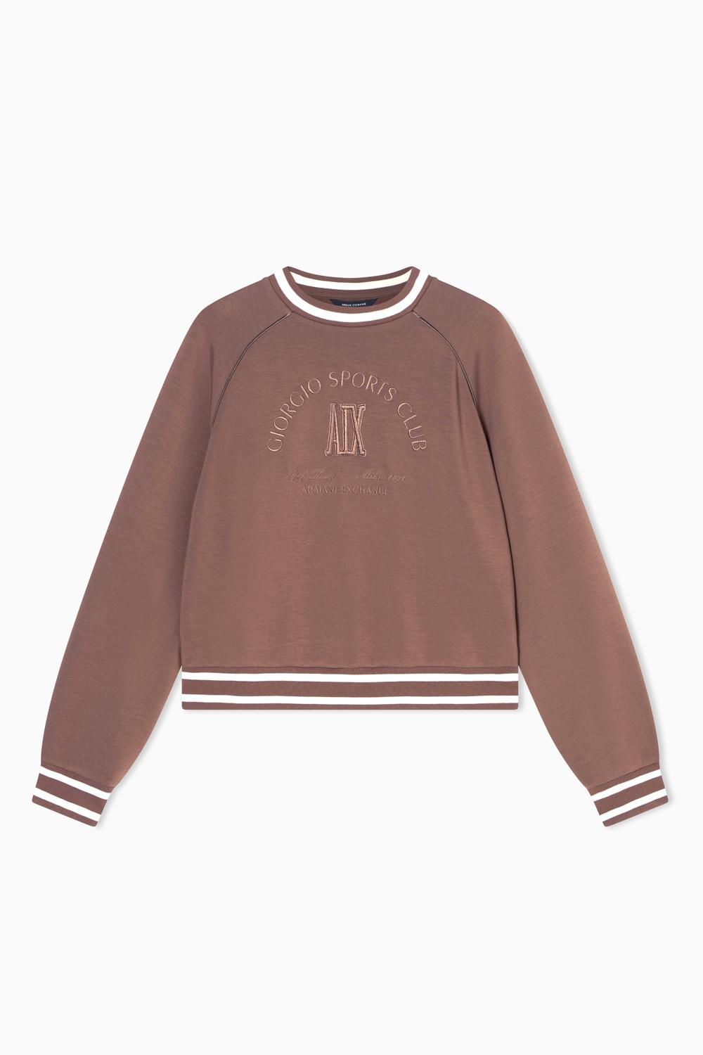 Felpa girocollo in stile college con logo e profili XW002072 AF10804U6136 Armani Exchange 