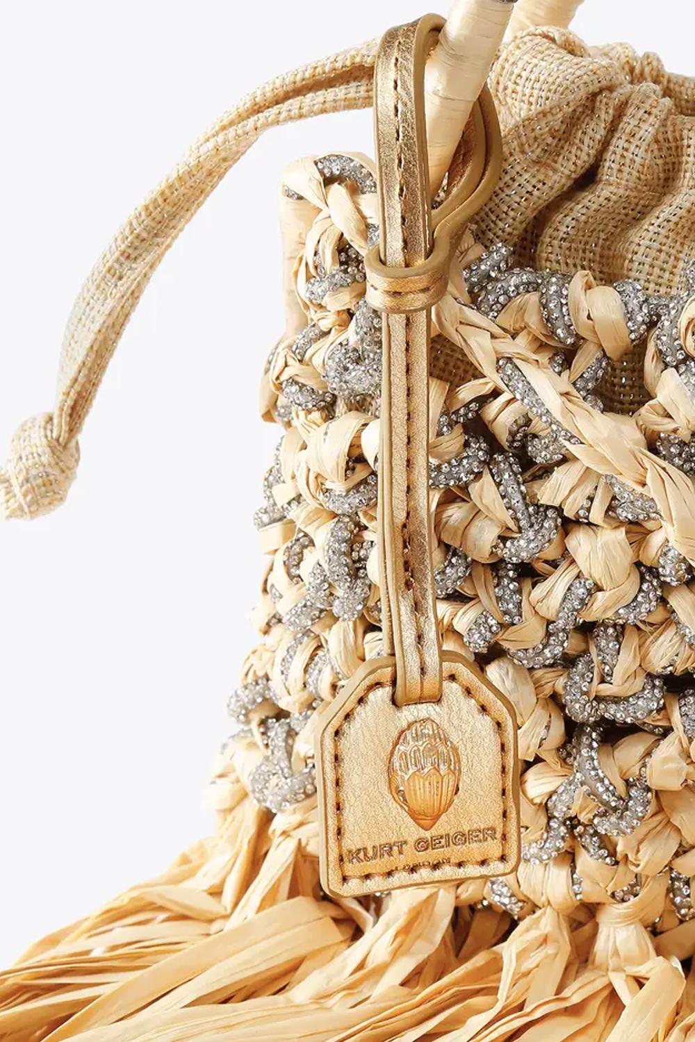 Mini Borsa Donna in Macramé con Cristalli e Tracolla 5032440999 /BEIGE Kurt Geiger London 