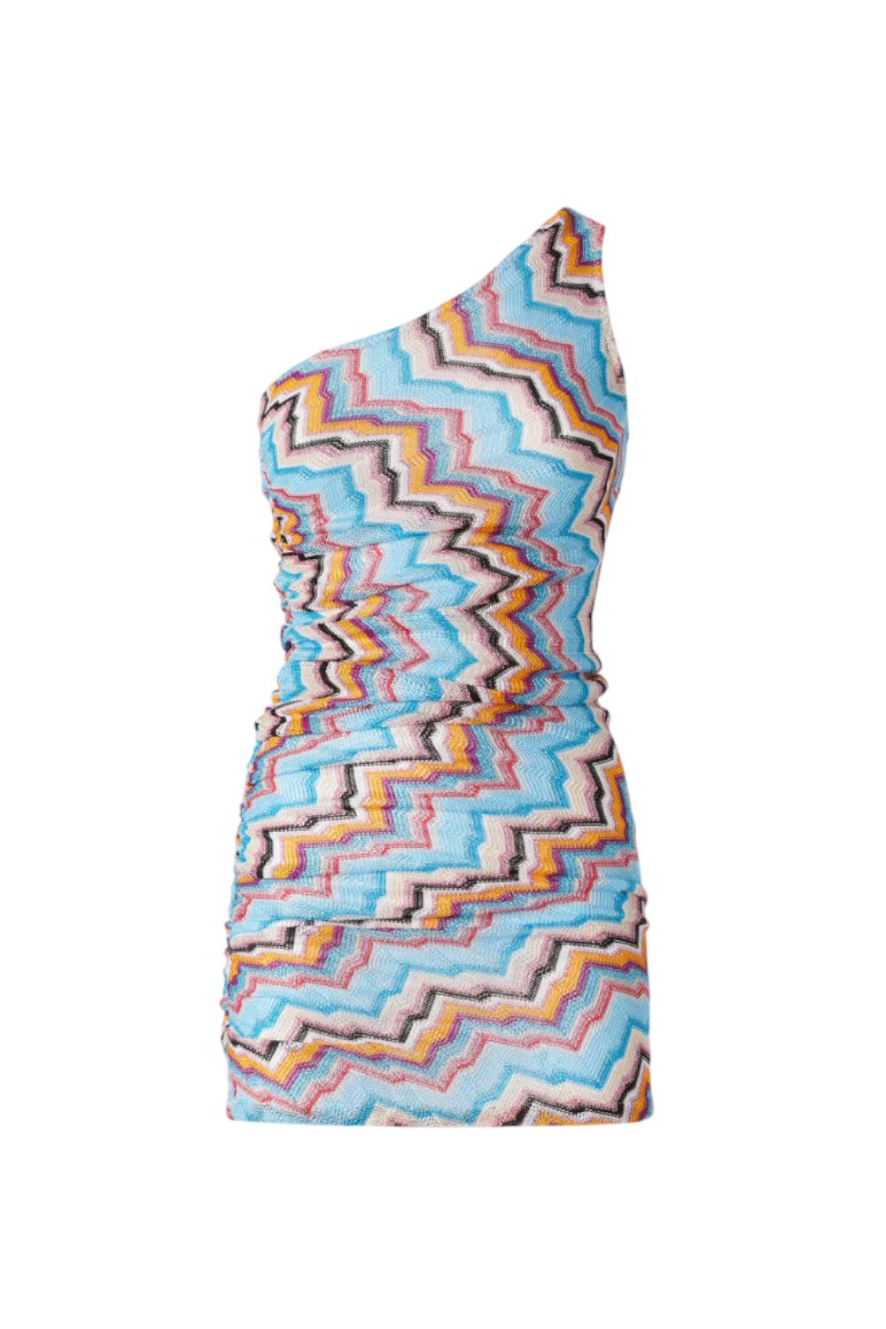 Copricostume corto monospalla con motivo zig zag<BR/><BR/> MS25SQ2M BC005JS72LG Missoni 