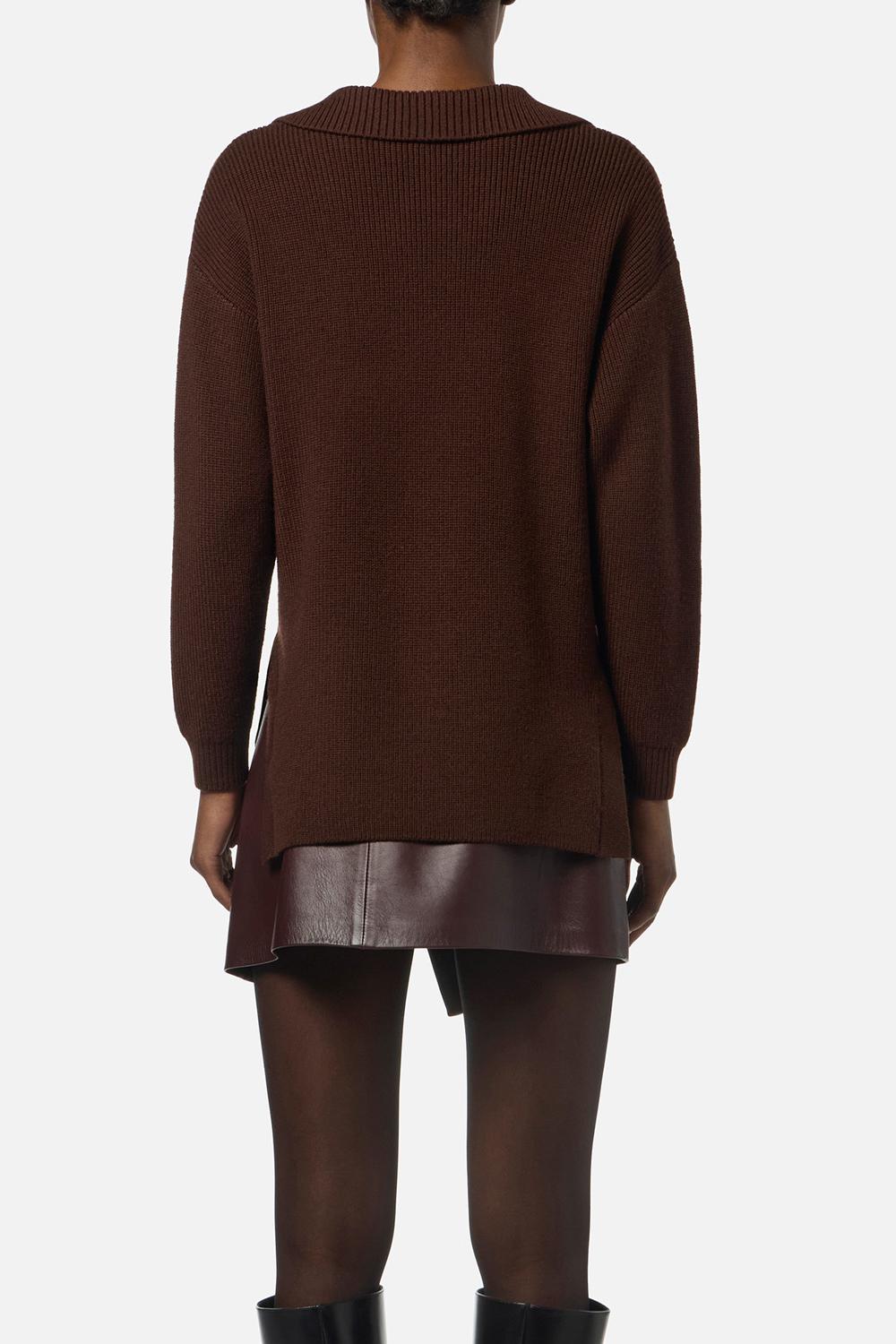 Maglia in misto lana con cinturino gioiello<BR/> MK06S 56E2EA3 Elisabetta Franchi 