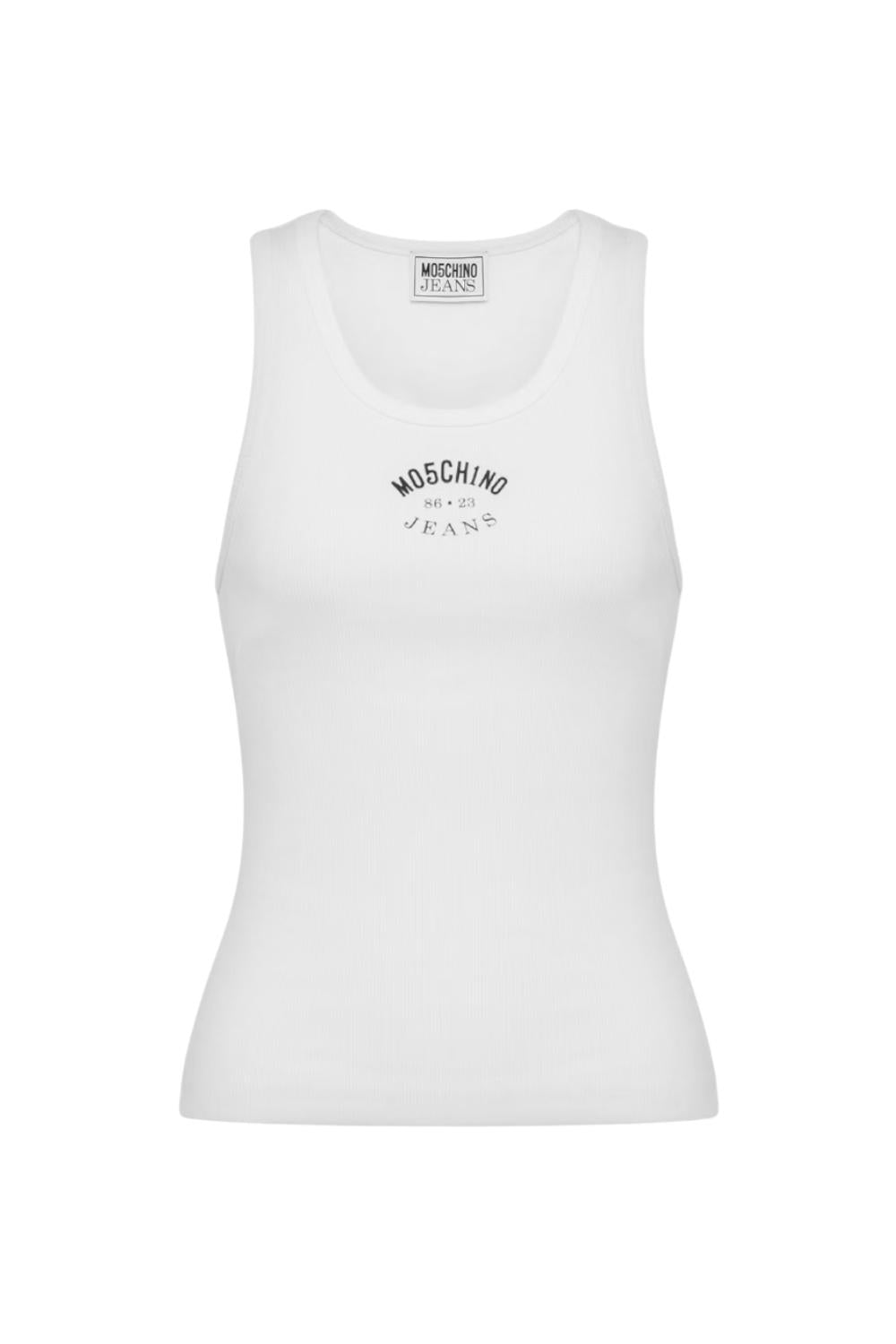 Tank top in cotone stretch con logo<BR/> 0804 32301001 Moschino Jeans 