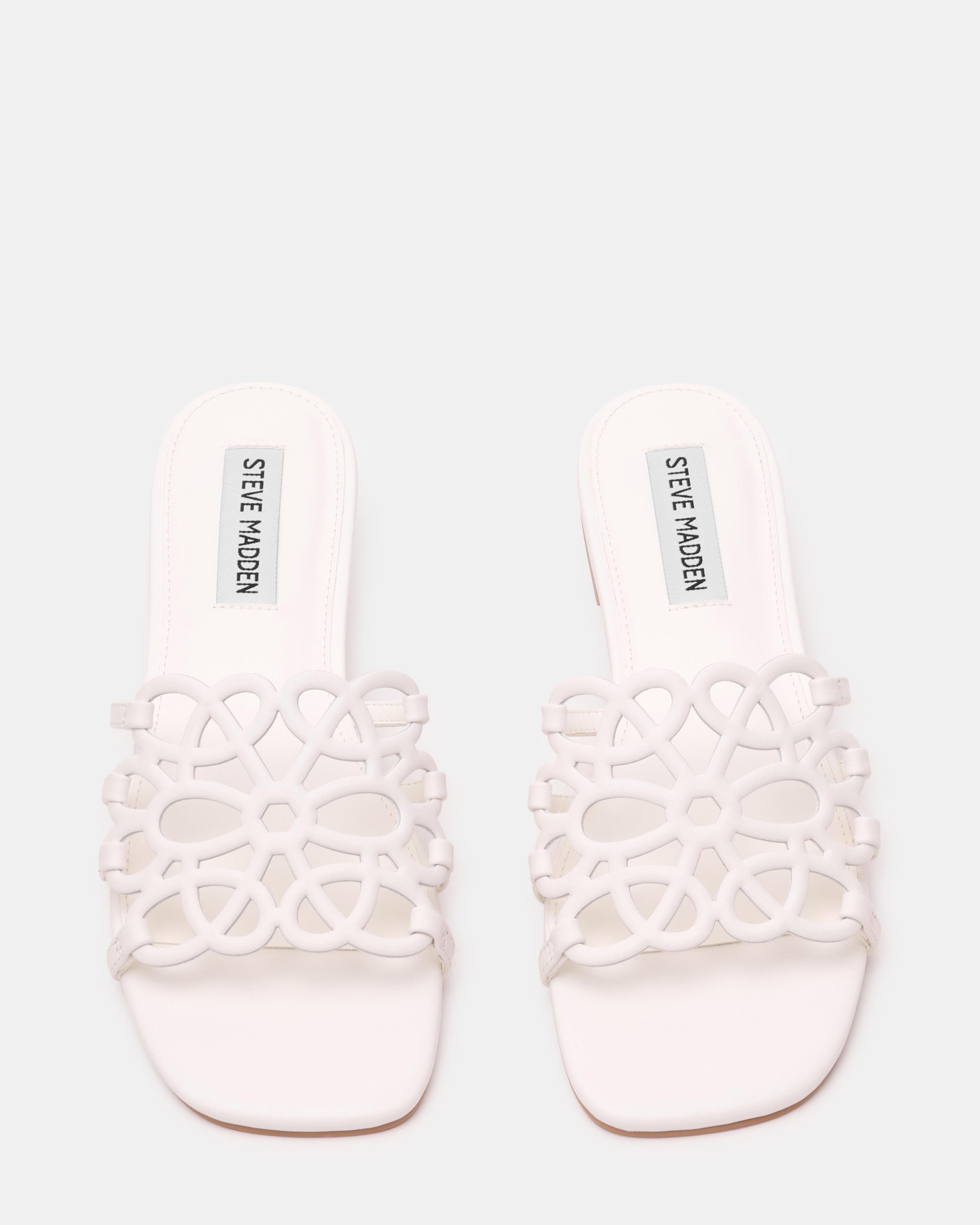 LOTUS - ciabatta flat con fascia LOTUS WHITE LEATHER Steve Madden 