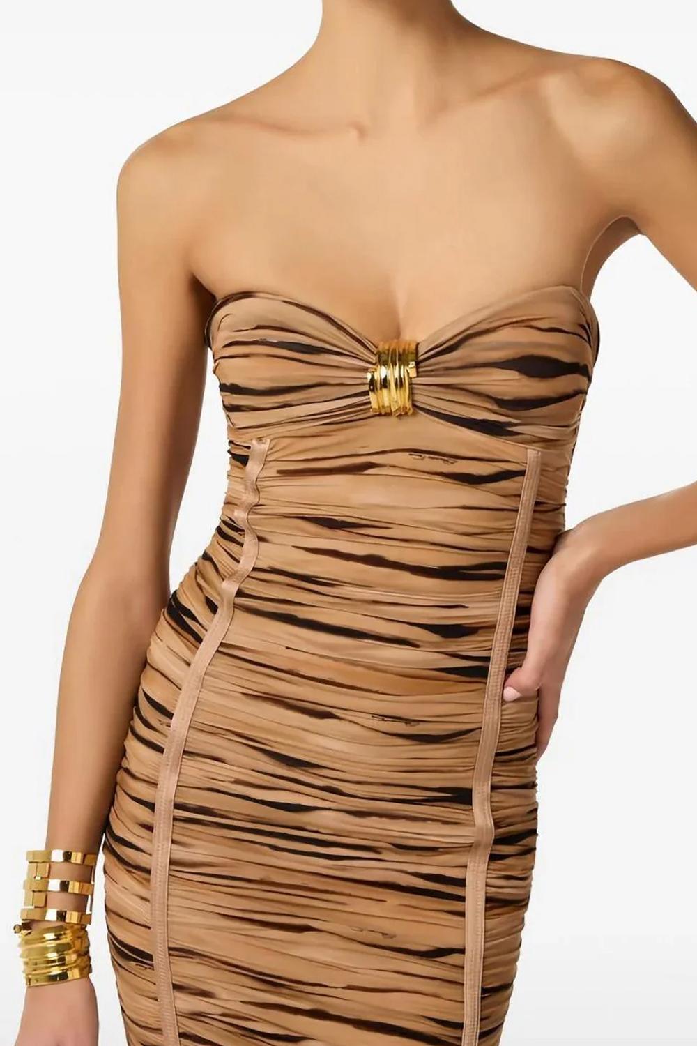 Abito midi in jersey con stampa tigre AB945 62E2470 Elisabetta Franchi 