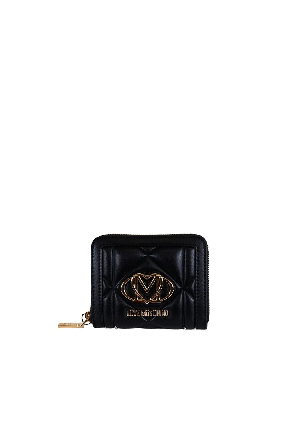 Portafoglio piccolo Zip Around in Ecopelle Trapuntata con Logo Dorato JC5641PP0N LC0000 Love Moschino 