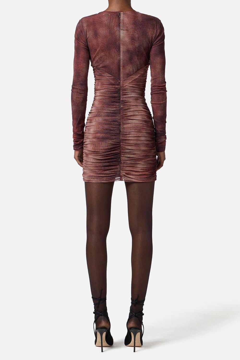 Abito in tulle con stampa pitone e collana<BR/> AB877 57E2EA4 Elisabetta Franchi 