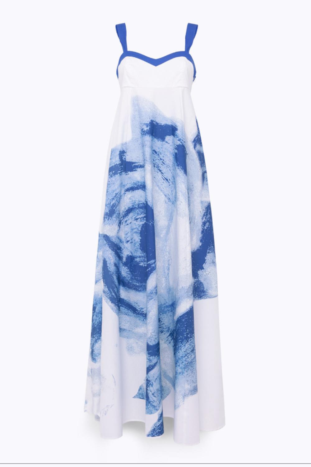 ABITO LUNGO IN POPELINE CON ROSA<BR/> RA5039 T2993M9072 Blugirl 