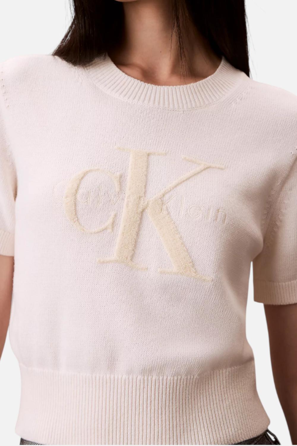 T-shirt Donna Calvin Klein con Grafica Monologo e Design Minimal LV044E306G /YBH Calvin Klein 