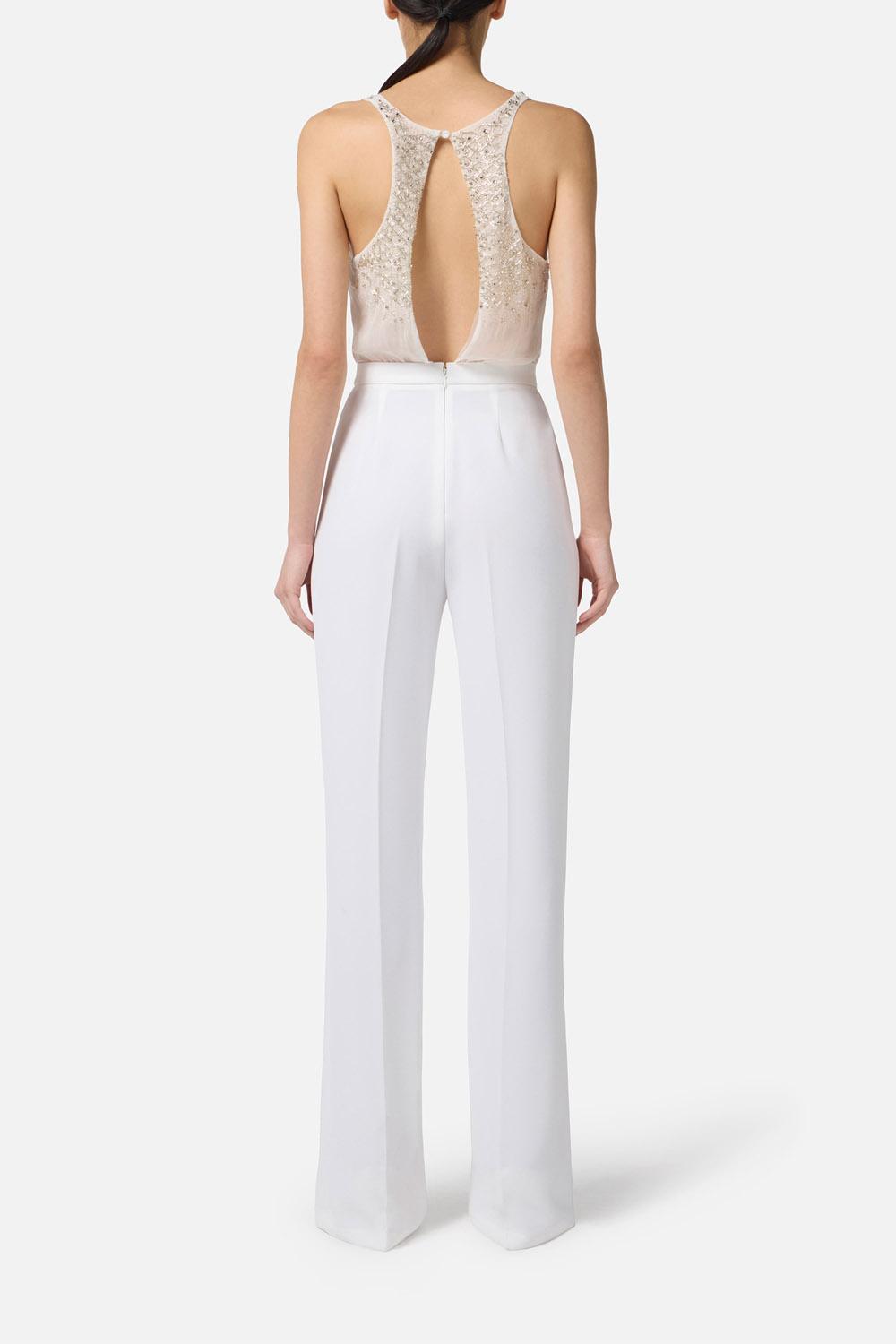 Tuta in georgette e crêpe con cristalli TU063 57E2360 Elisabetta Franchi 