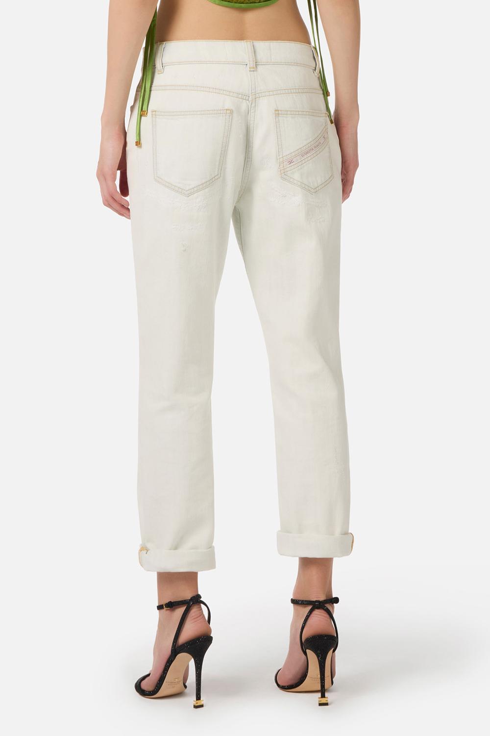 Jeans Five-Pocket con Dettagli Distressed PJ28N 61E2FB8 Elisabetta Franchi 
