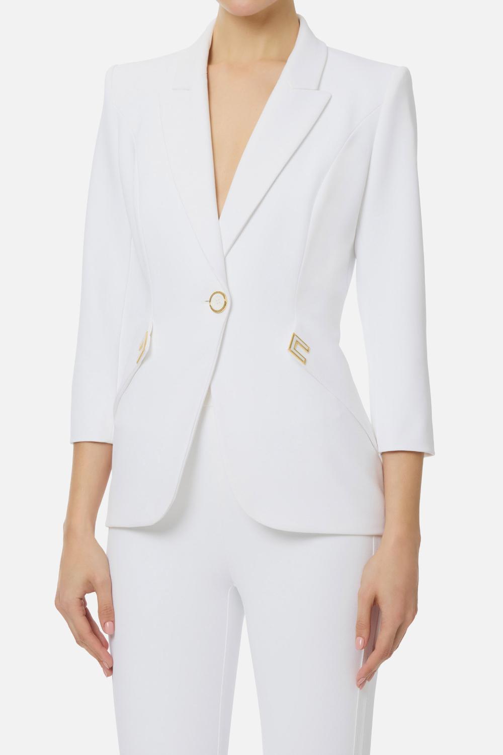 Giacca Elisabetta Franchi in Doppio Crêpe Stretch con Rever a Lancia GI215 61E2360 Elisabetta Franchi 