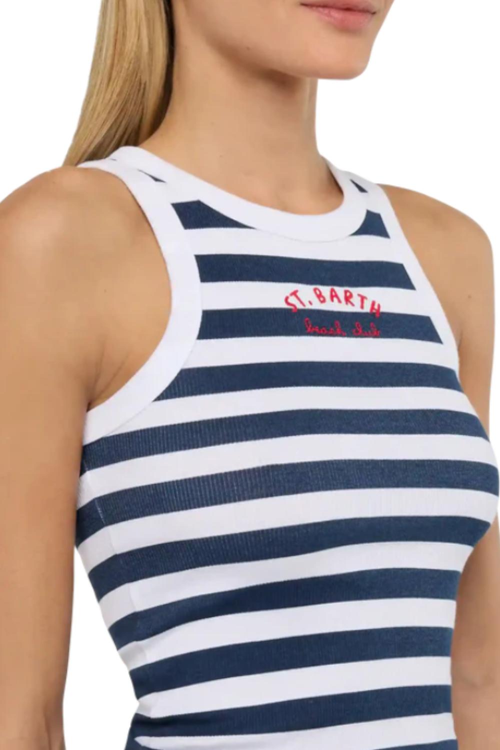 Ada canotta in cotone a coste a righe <BR/> AAD001 /01600H Mc2 Saint Barth 