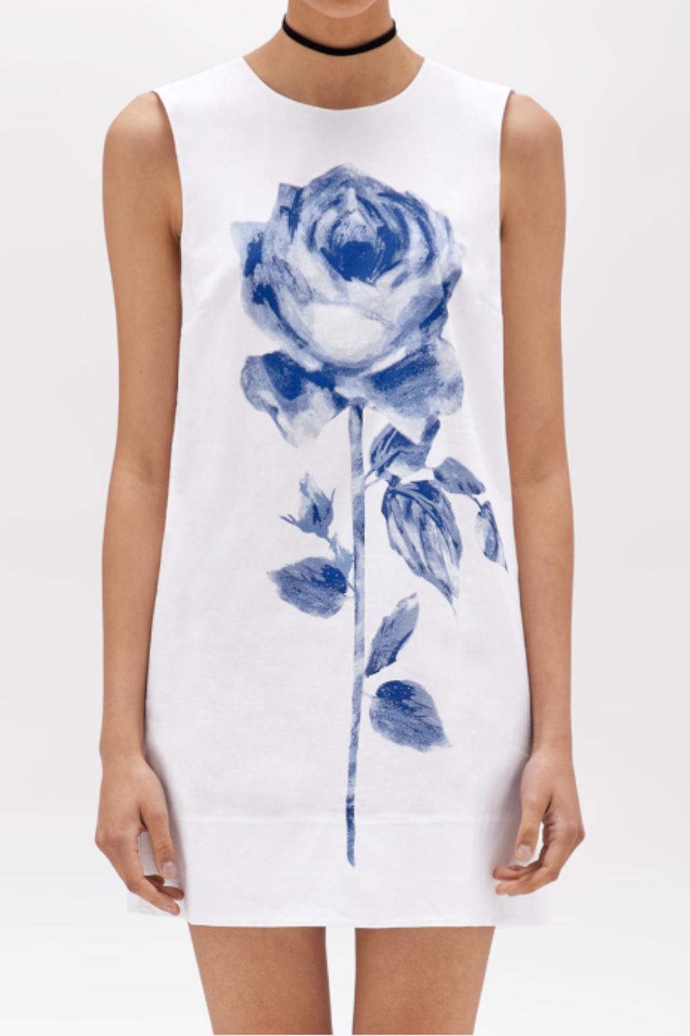 ABITO CORTO IN POPELINE CON ROSA<BR/> RA5040 T2993M9076 Blugirl 