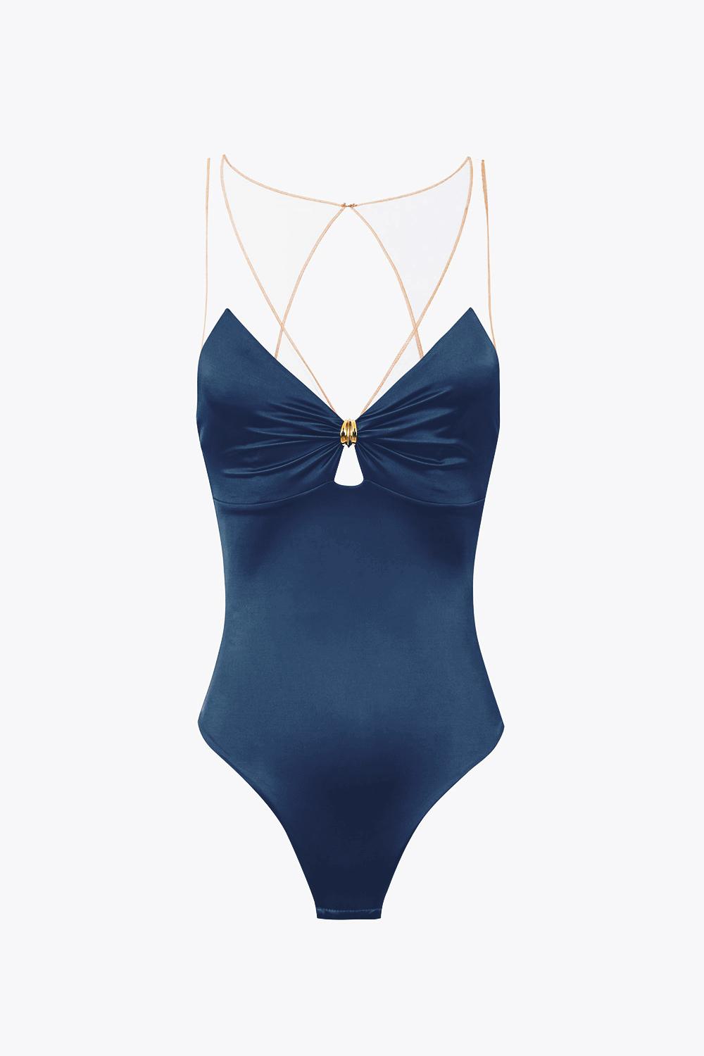 Body in lycra con spalline in tulle<BR/> BO030 51E2DC8 Elisabetta Franchi 