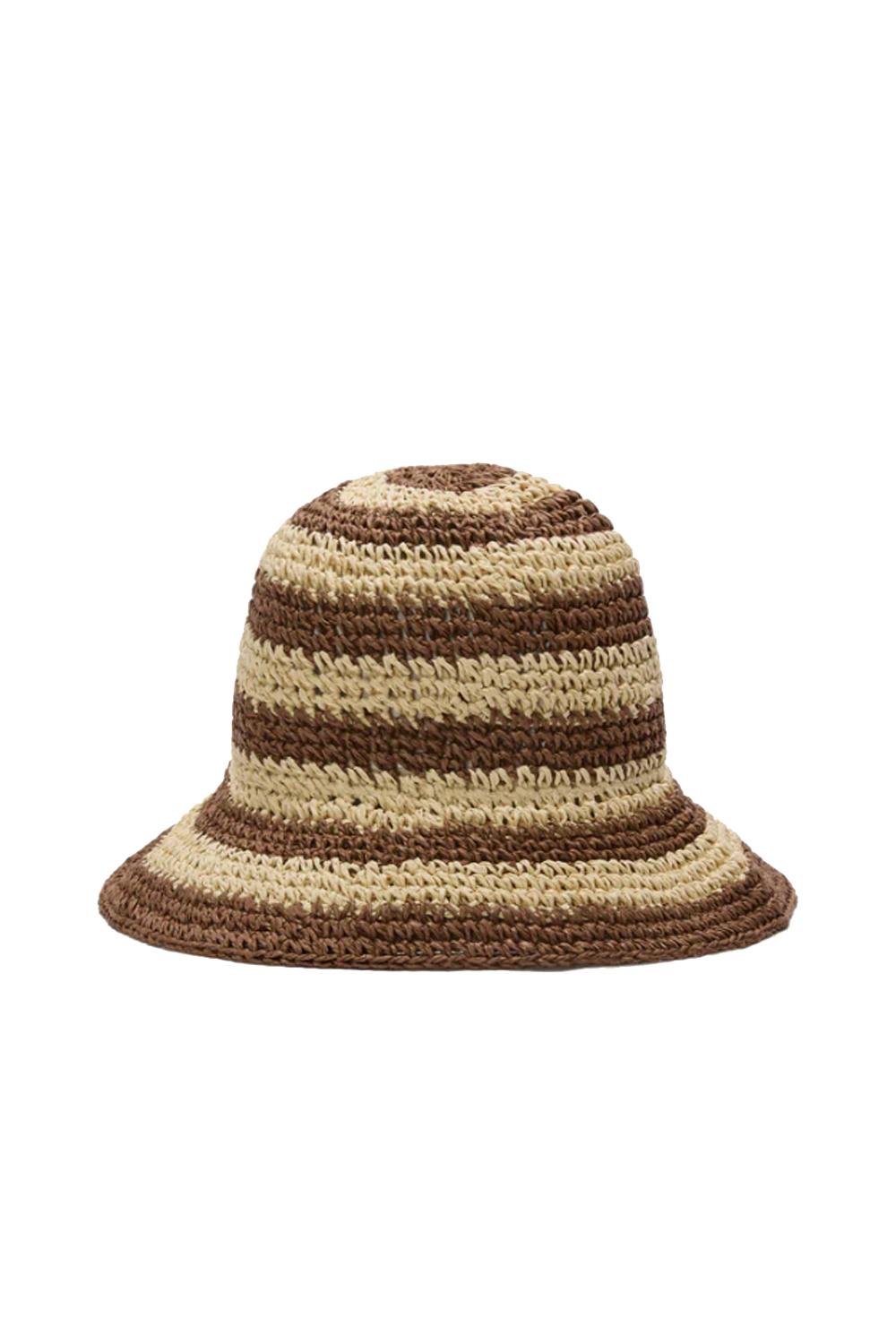 Cappello Polly MC2 a righe beige e marroni con logo ricamato PLY0001 -09410L Mc2 Saint Barth 
