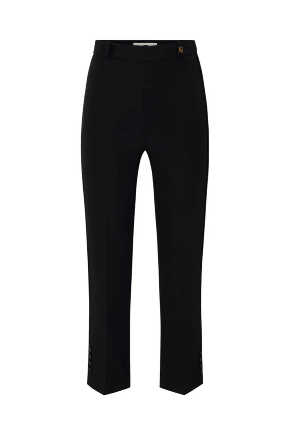 Pantaloni in doppio crêpe stretch con logo charm PA168 61E2110 Elisabetta Franchi 