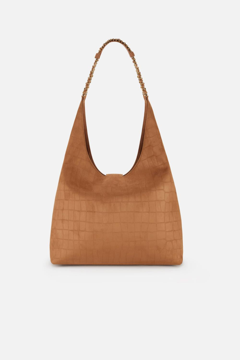 Borsa Hobo Elisabetta Franchi in Suede con Stampa Cocco e Catene Dorate BS01A 61E2600 Elisabetta Franchi 