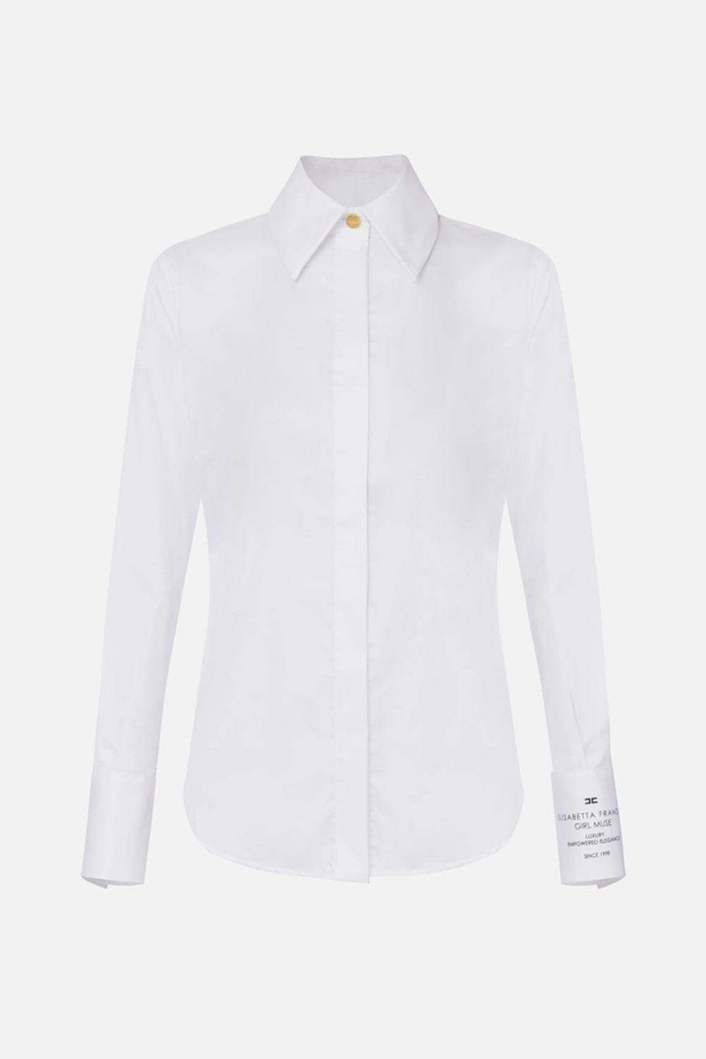 Camicia in popeline di cotone con logo<BR/> CA115 56E2100 Elisabetta Franchi 
