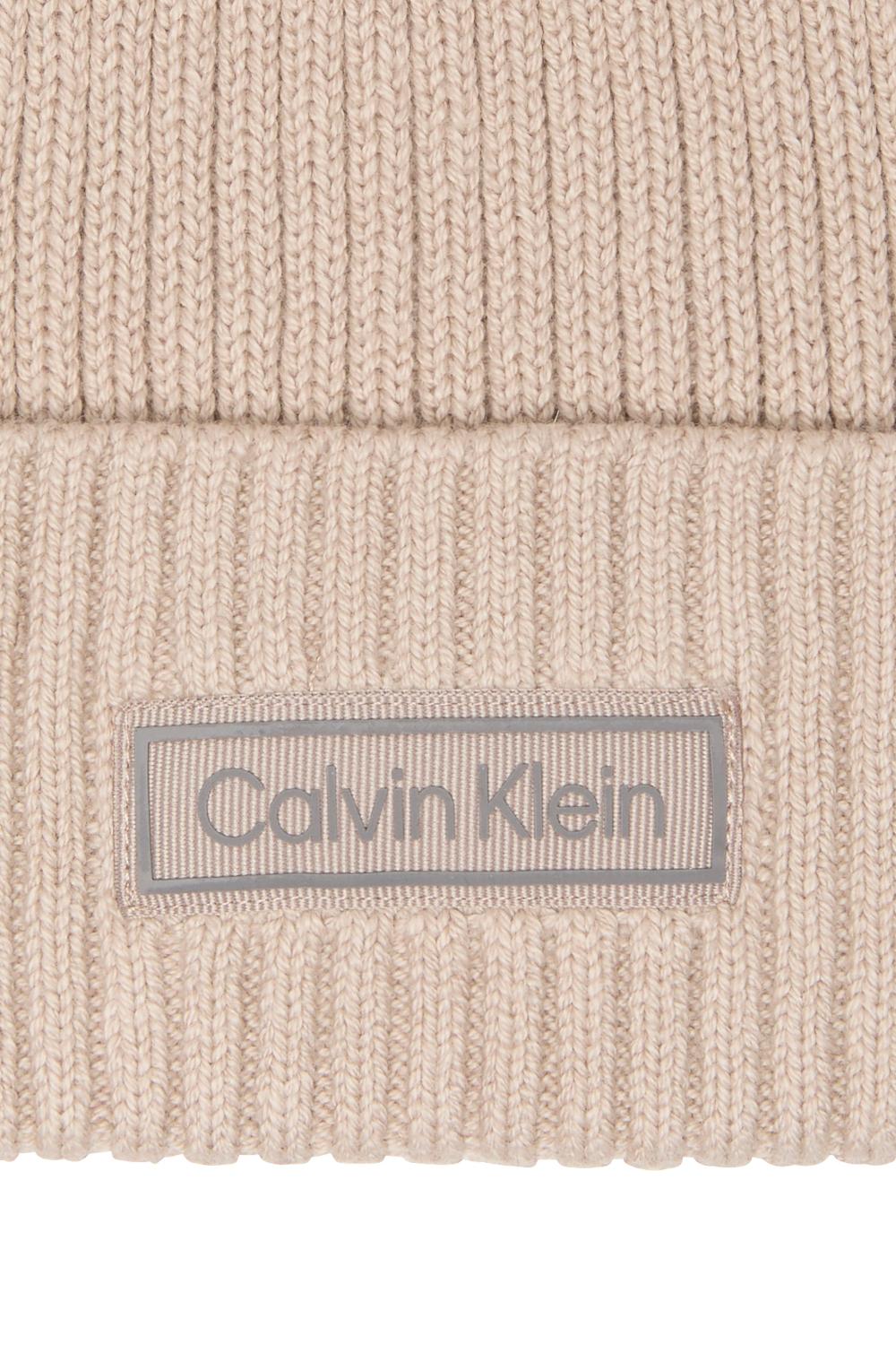Berretto in Cotone e Cashmere a Costine con Patch Logo LV04D8053G RMU Calvin Klein 