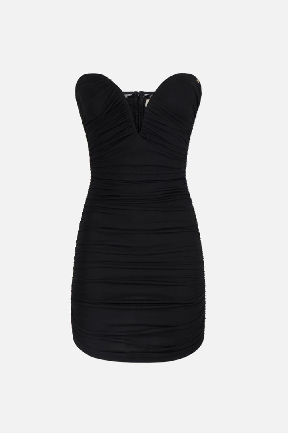 Mini Abito Elisabetta Franchi in Jersey Crêpe con Drappeggi e Scollo a Cuore AB908 61E2110 Elisabetta Franchi 