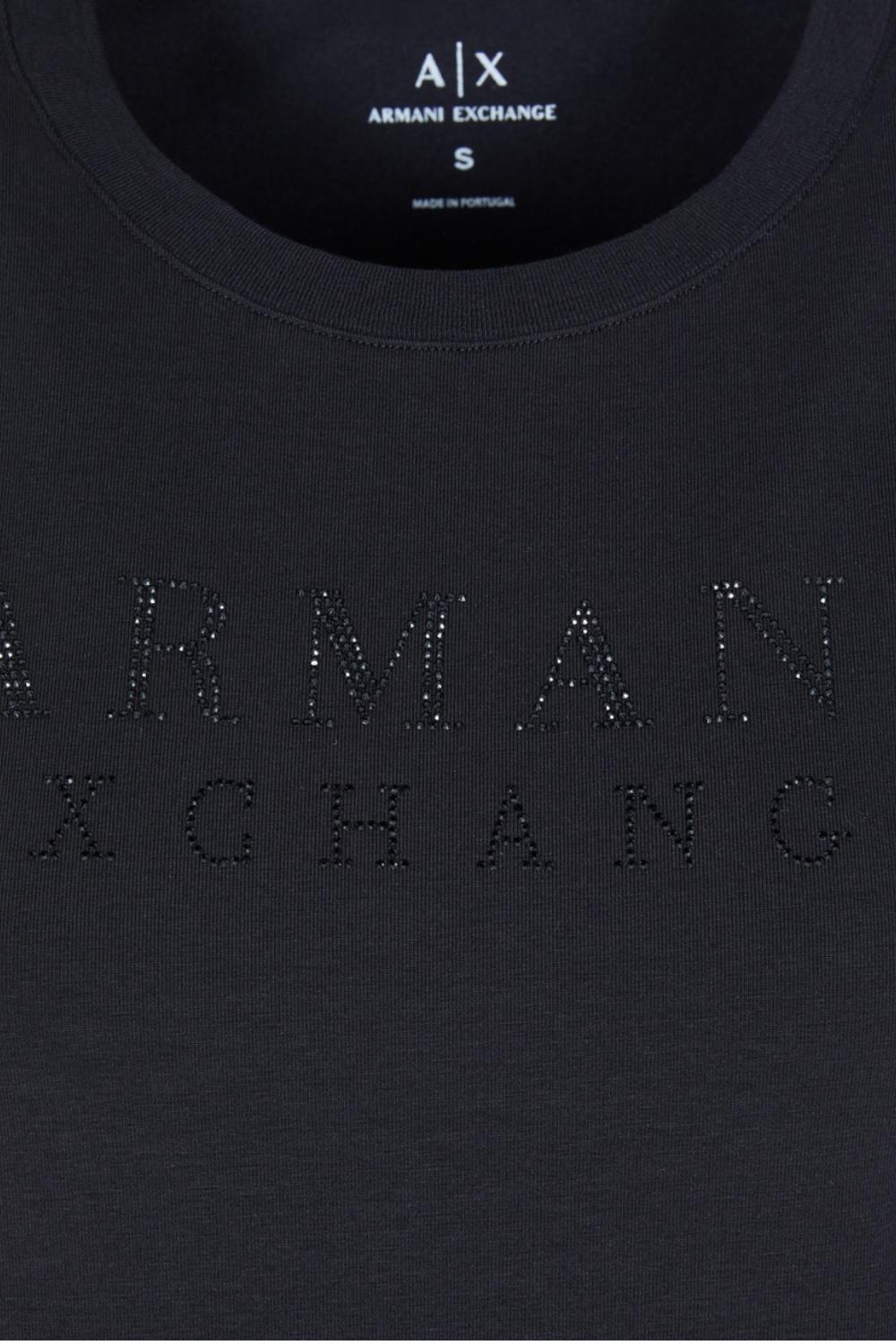 T-shirt Girocollo con Logo in Strass XW001349 AF17173UC001 Armani Exchange 