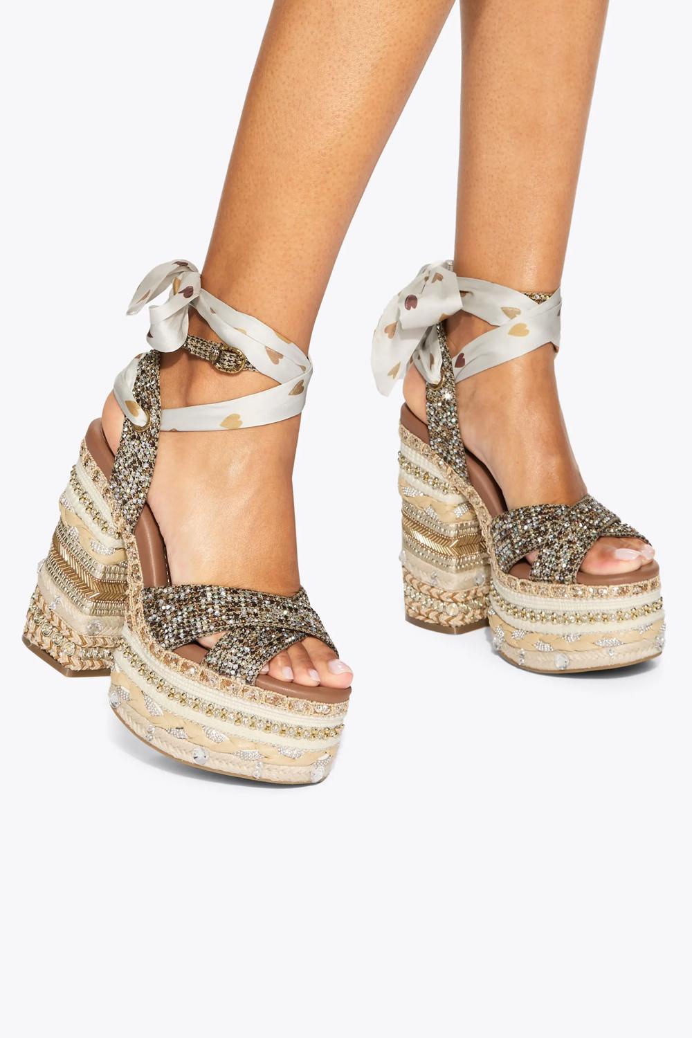 Sandalo Chelsea Scarf con tacco platform 4352443609 /BEIGE Kurt Geiger London 