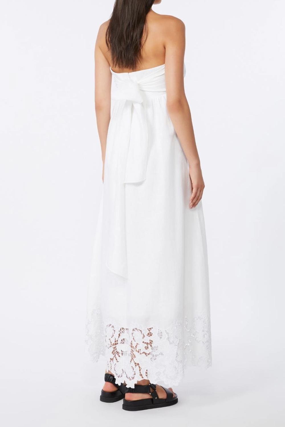 Abito lungo bustier in canvas di lino MSTSCENA 002BIANCO Max Mara Studio 