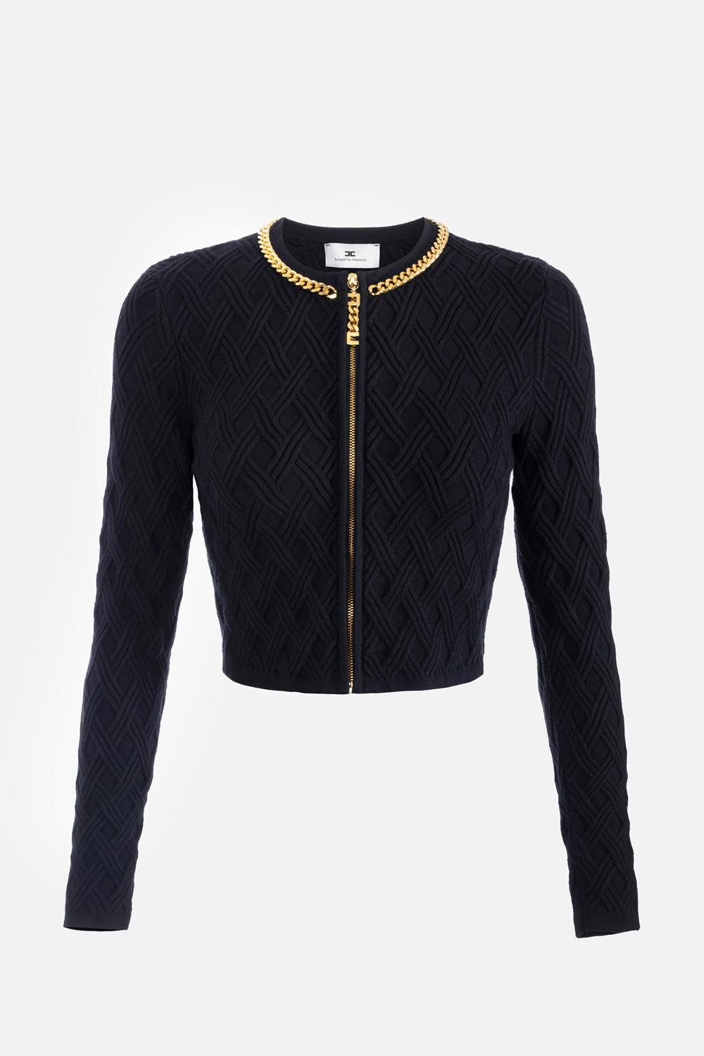Cardigan in maglia a rombi con dettaglio gioiello<BR/> MK29B 56E2110 Elisabetta Franchi 